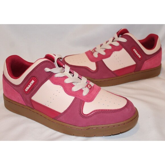 Coach C201 Suede Leather Low Top Sneakers SZ‎ 9 NIB PINK - Picture 1 of 8